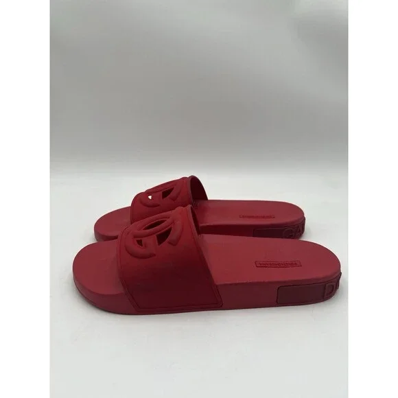Men’s Dolce & Gabbana red Rubber logo pool slides Size 44